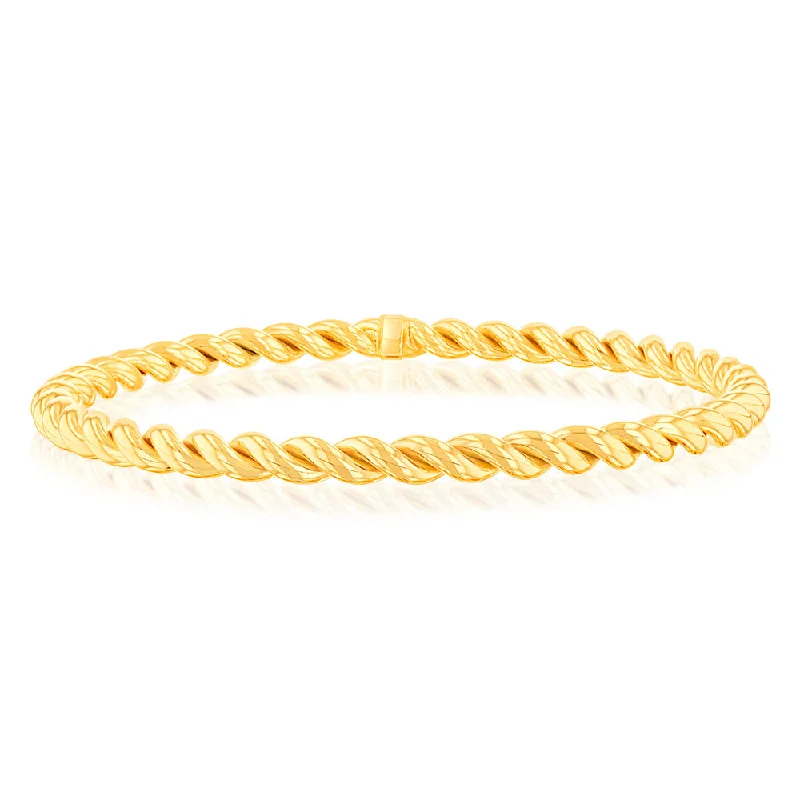 Simple Rose Gold Bangles with Minimalist Design-9ct Yellow Gold Silverfilled Fancy 65mm Bangle