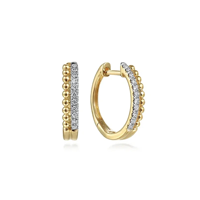 Large Dangle Earrings with Crystals-Gabriel 14K Yellow Gold Bujukan Pave 10mm Diamond Huggie Earrings