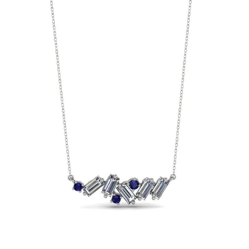 Personalized Pendant Necklace for Women-Baguette Sapphire Necklace - Arielle No. 15