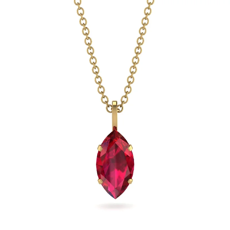 Customizable Pendant Necklace with Name-Hidden Halo Marquise Ruby Necklace - Journey No. 25