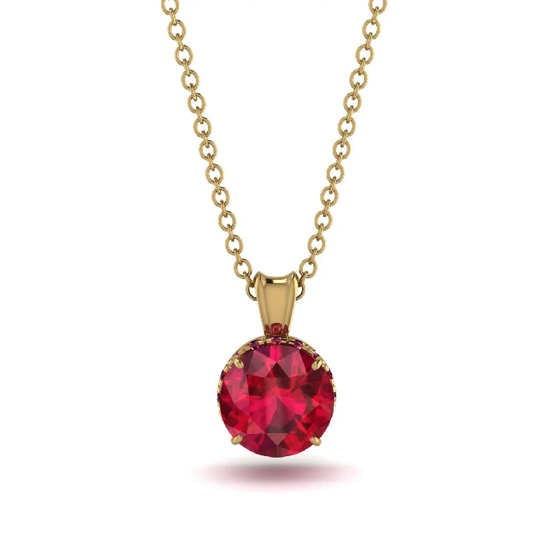 Customizable Heart Necklace for Weddings-Ruby Necklace With Hidden Halo - Adaline No. 55