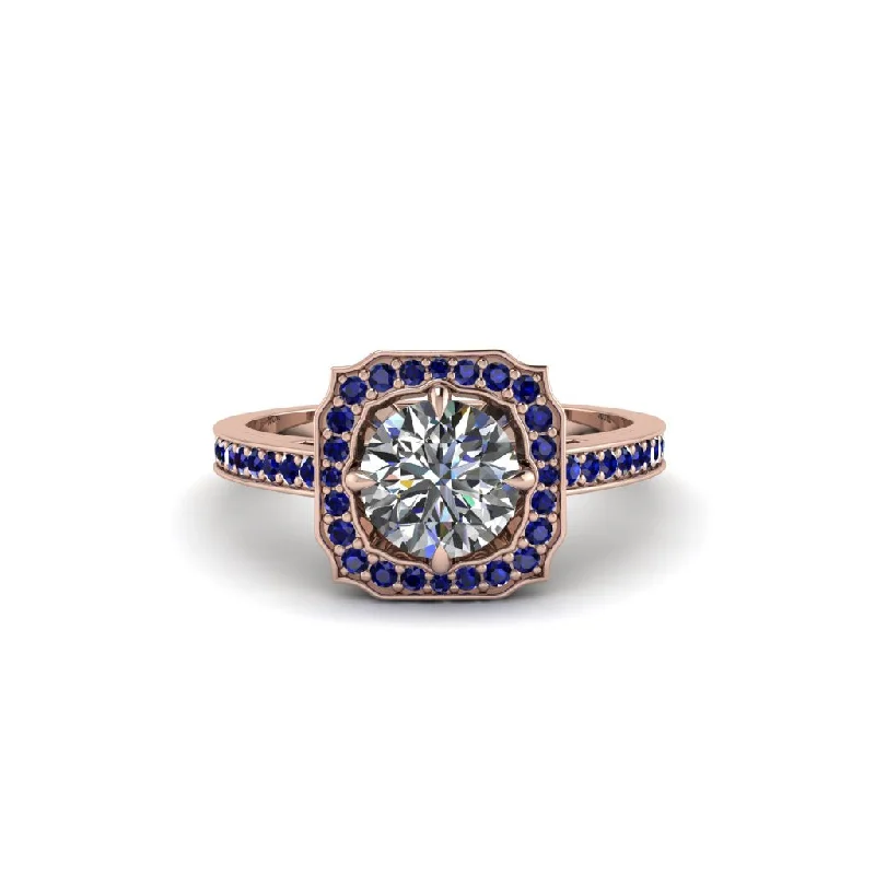 Classic Wedding Ring with Multiple Diamonds-Diamond Cathedral Halo Engagement Ring - Luciana No. 62