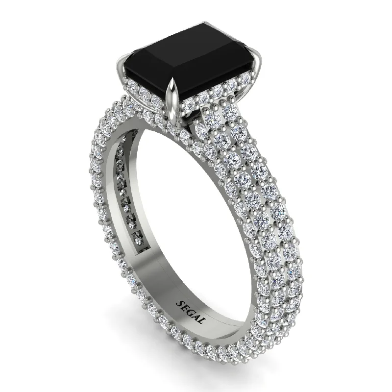 Vintage-style Ruby Ring for Engagement-Radiant Cut Black Diamond Pave Engagement Ring - Kenzie No. 9