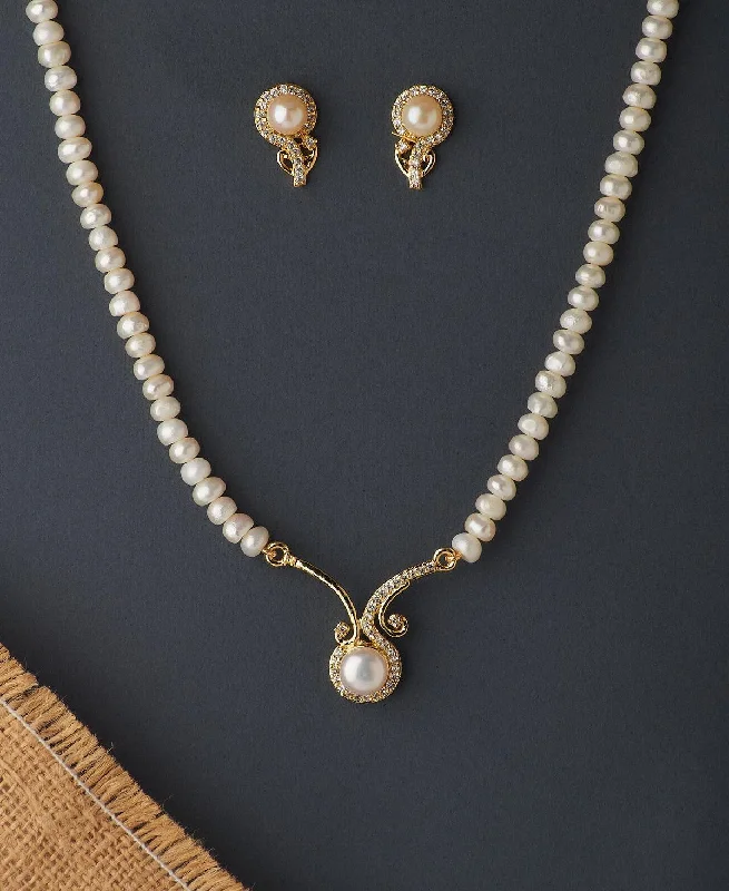 Simple Gold Necklace for Everyday Wear-Elegant Real Pearl Necklace Set