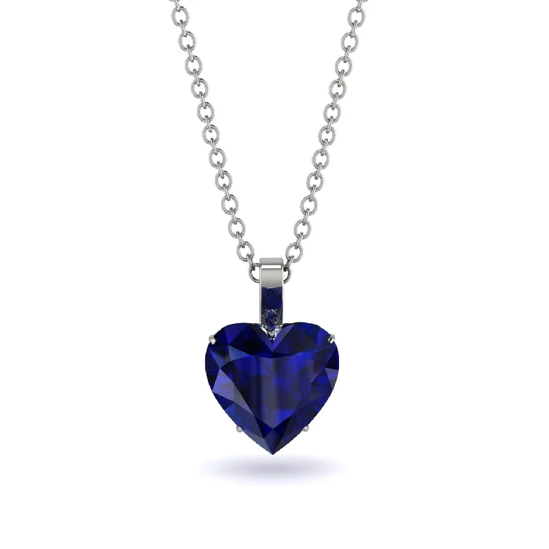 Classic Gold Pendant Necklace for Brides-Heart Sapphire Necklace - Noelle No. 75