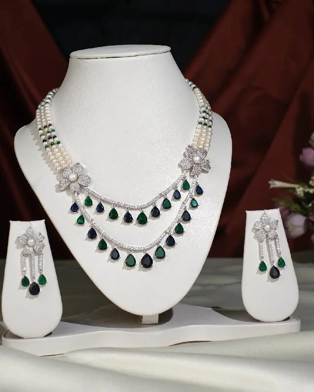 Elegant Sapphire Necklace for Formal Wear-Beautiful Ravishing Pearl Necklace Set