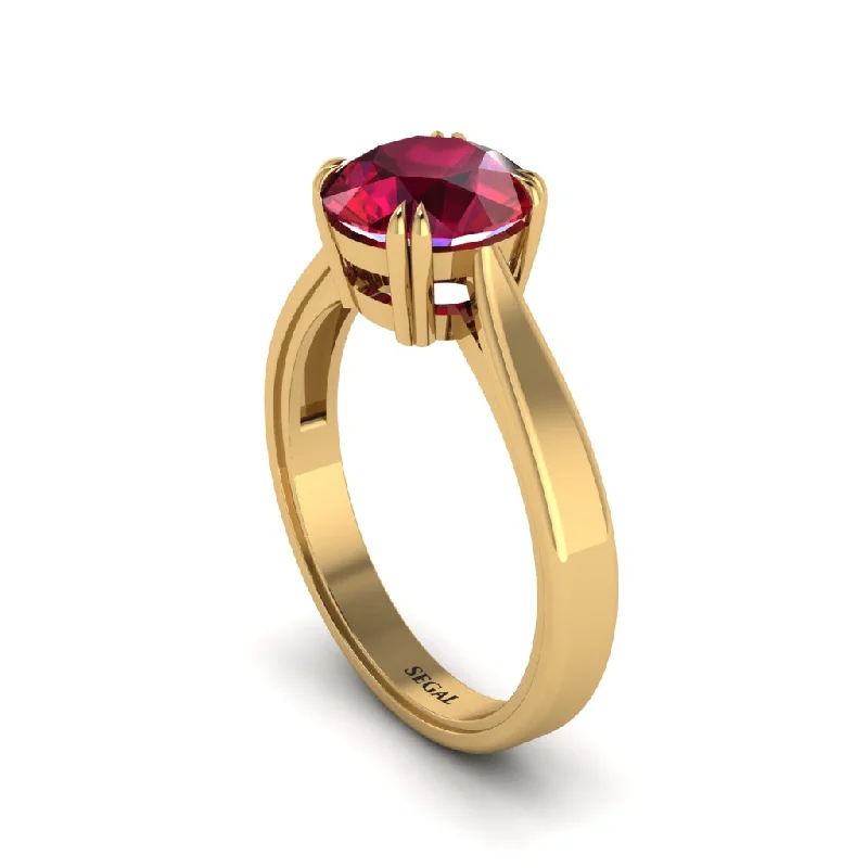 Designer Men’s Ring with Custom Family Crest-Ruby 14K Gold Solitaire Engagement Ring - Allie No. 10