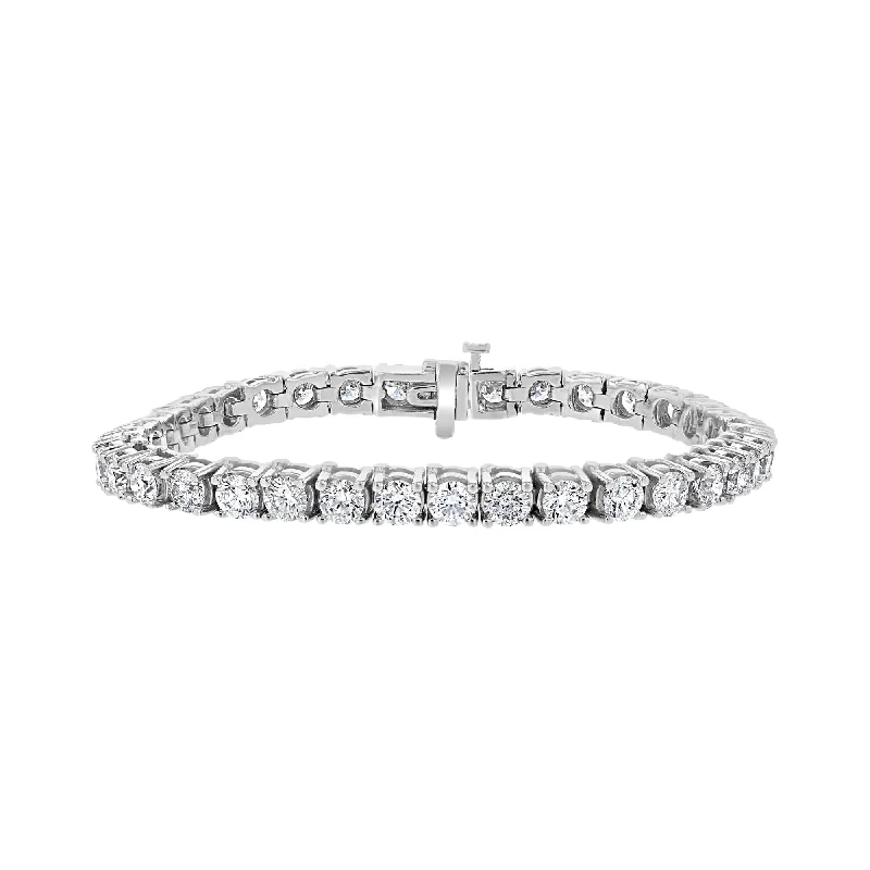 Trendy Gold Bracelet with Personalized Charms-14KT WHITE GOLD 14.75 CTW ROUND DIAMOND TENNIS BRACELET