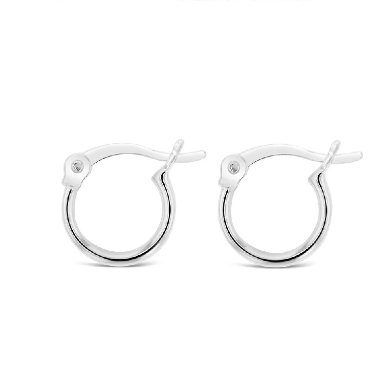 Bold Gold Earrings for Parties-Sterling Silver Plain 10mm Hoop Earrings