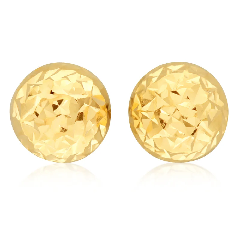 Bold Silver Earrings for Fashionistas-9ct Yellow Gold Diamond Cut Half Round 6mm Stud Earrings