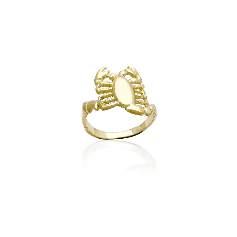 Simple Gold Engagement Ring with Princess Cut Gemstone-Scorpion w/ Coiled Tail Ring (14K)