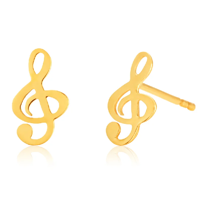 Silver Chandelier Earrings-9ct Yellow Gold treble Cleff Stud  Earrings