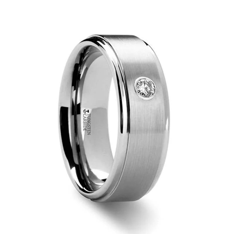 Elegant Diamond Wedding Ring for Brides-Thorsten BRIGHTON  Diamond Tungsten Ring - 8mm