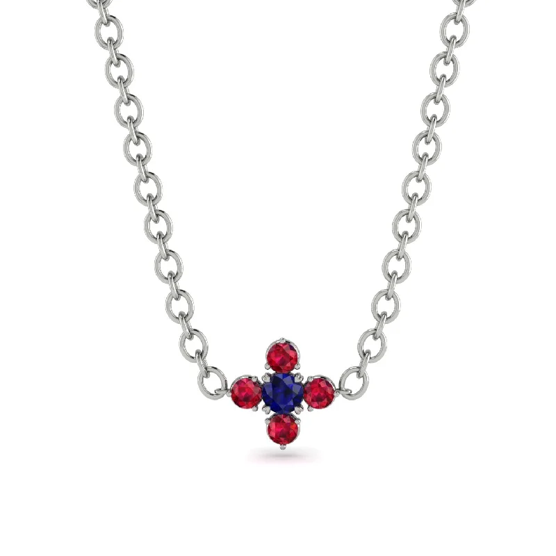 Large Gemstone Necklace for Evening Wear-Compass Sapphire Necklace - Maren No. 60