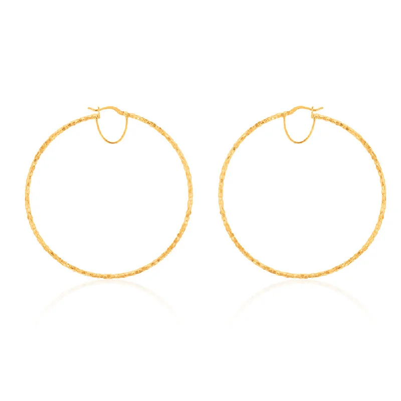 Fashionable Gold Earrings for Teens-9ct Yellow Gold Silverfilled Fancy 60mm Hoop Earrings