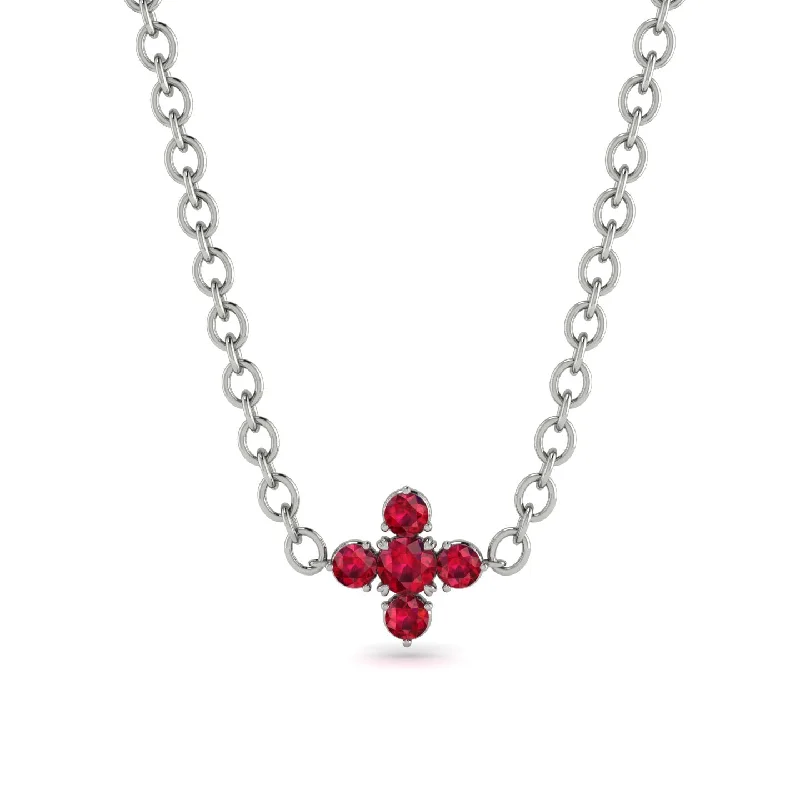 Layered Necklace with Pearls for Brides-Compass Ruby Necklace - Maren No. 57