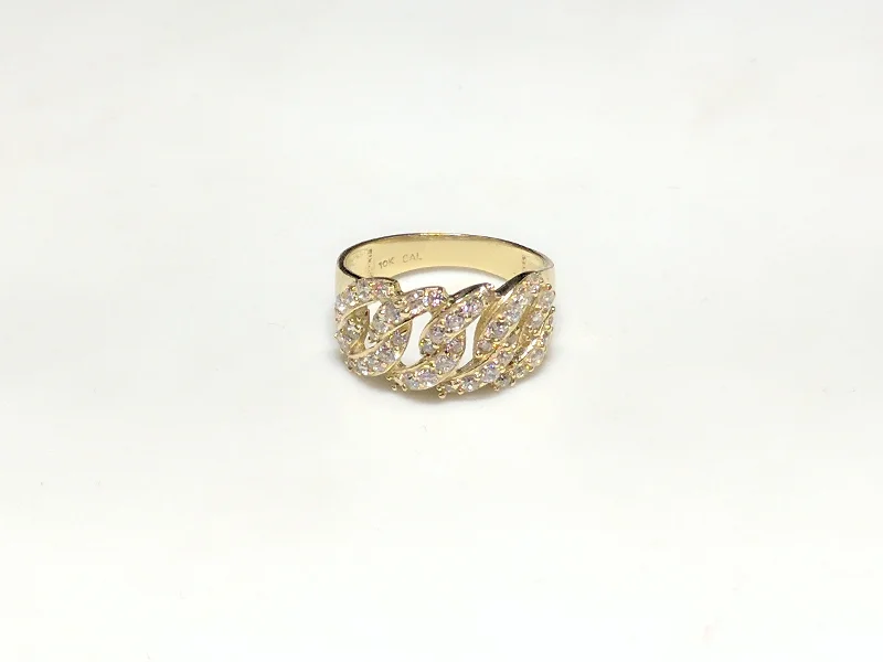 Simple Silver Ring for Everyday Wear-Iced-Out Wide Cuban Link Ring 10K