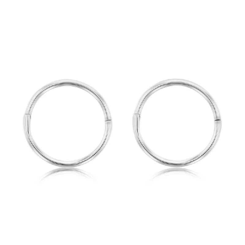 Classic Silver Stud Earrings for Women-Sterling Silver Plain 12mm Sleeper Earrings