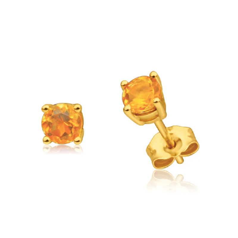 Simple Pearl Stud Earrings-9ct Yellow Gold Citrine Stud Earrings