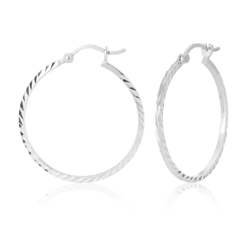 Unique Sterling Silver Earrings-Sterling Silver 30mm Fancy Hoop Earrings