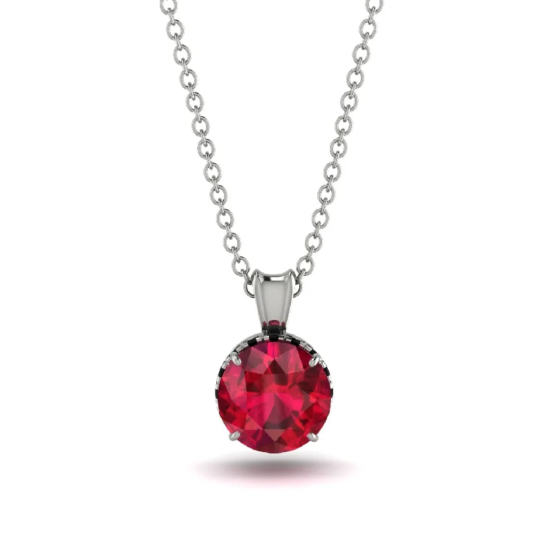 Large Gemstone Necklace for Evening Wear-Ruby Necklace With Hidden Halo - Adaline No. 42