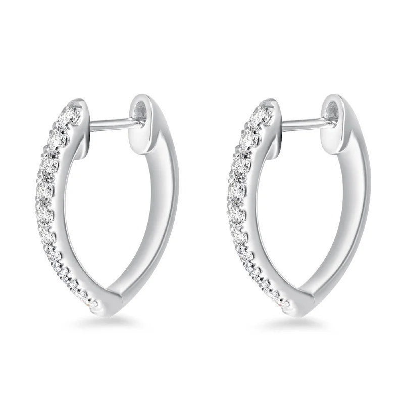 Stylish Gemstone Earrings for Parties-Memoire 18k White Gold Imperial Diamond Hoop Earrings