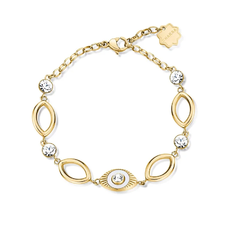 Trendy Gold Bracelet with Multi-Colored Charms-CHAKRA - BRACELET