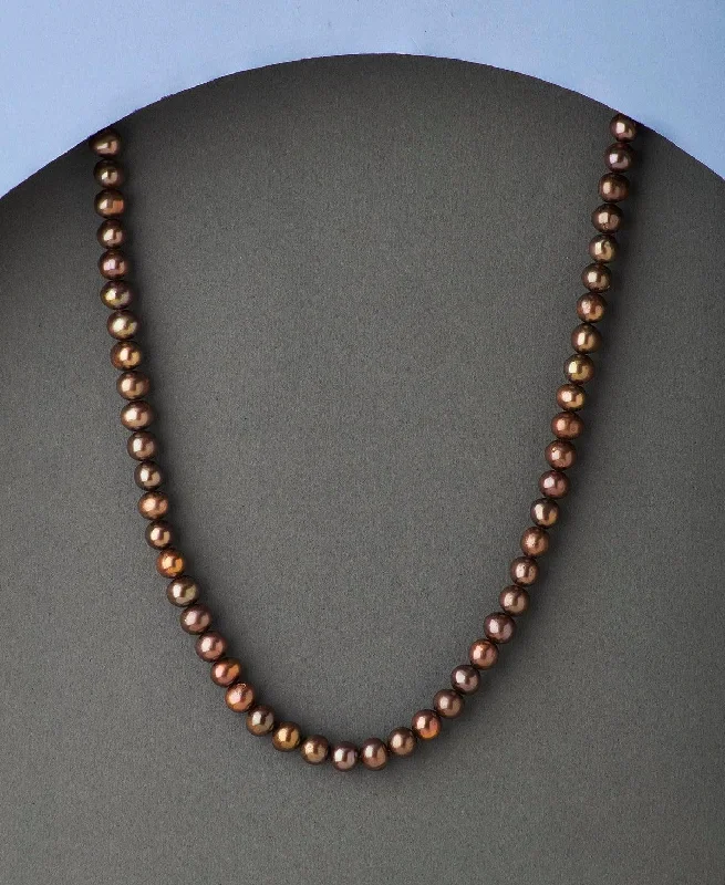 Custom Silver Necklace with Nameplate-Elegant Brown Pearl Necklace