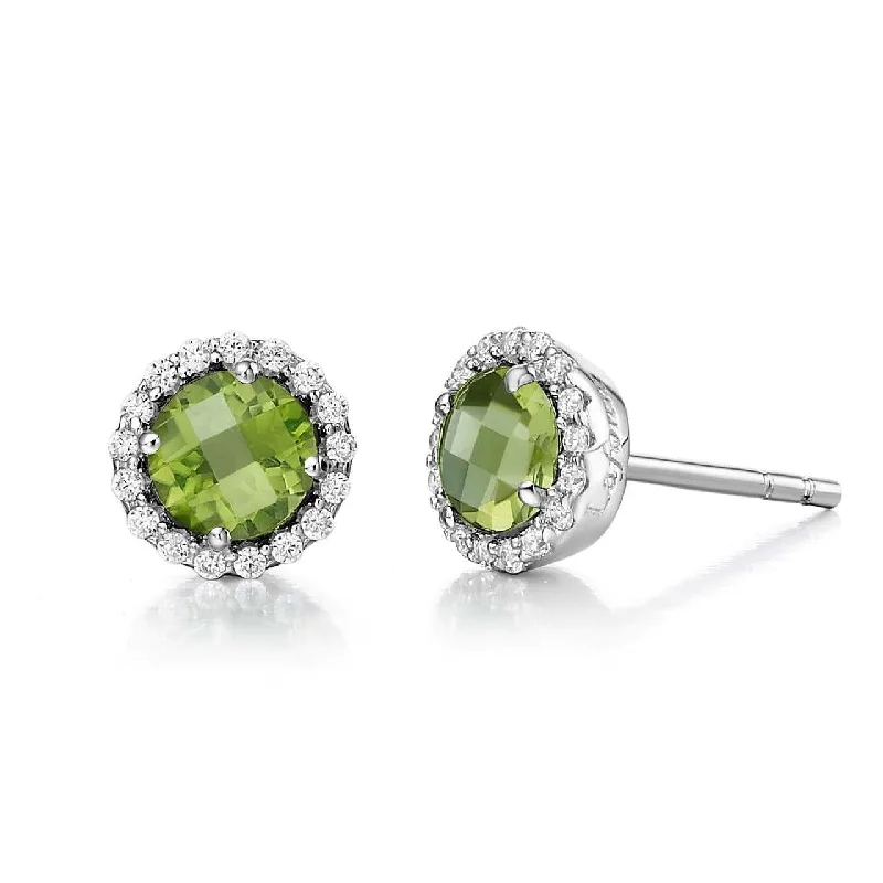 Fine Gold Hoop Earrings-Sterling Silver Peridot Birthstone Stud Earrings by Lafon