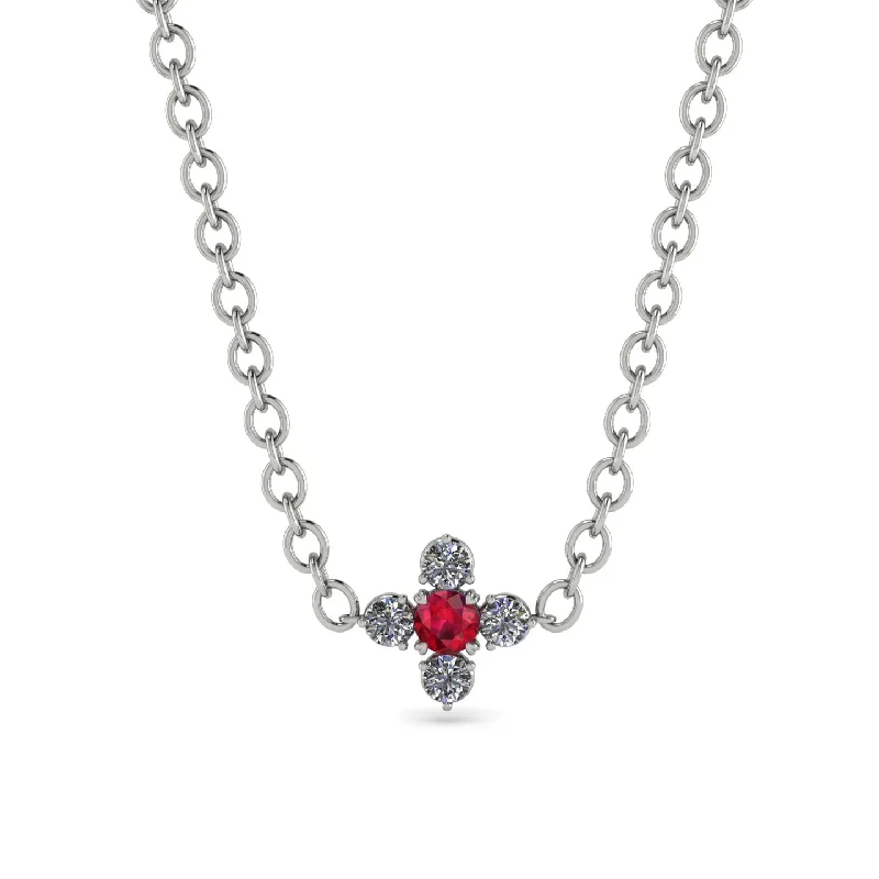 Elegant Choker Necklace for Weddings-Compass Ruby Necklace - Maren No. 12