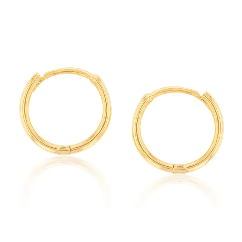 Custom Wedding Earrings-9ct Yellow Gold Plain Round 9mm Sleeper Earrings