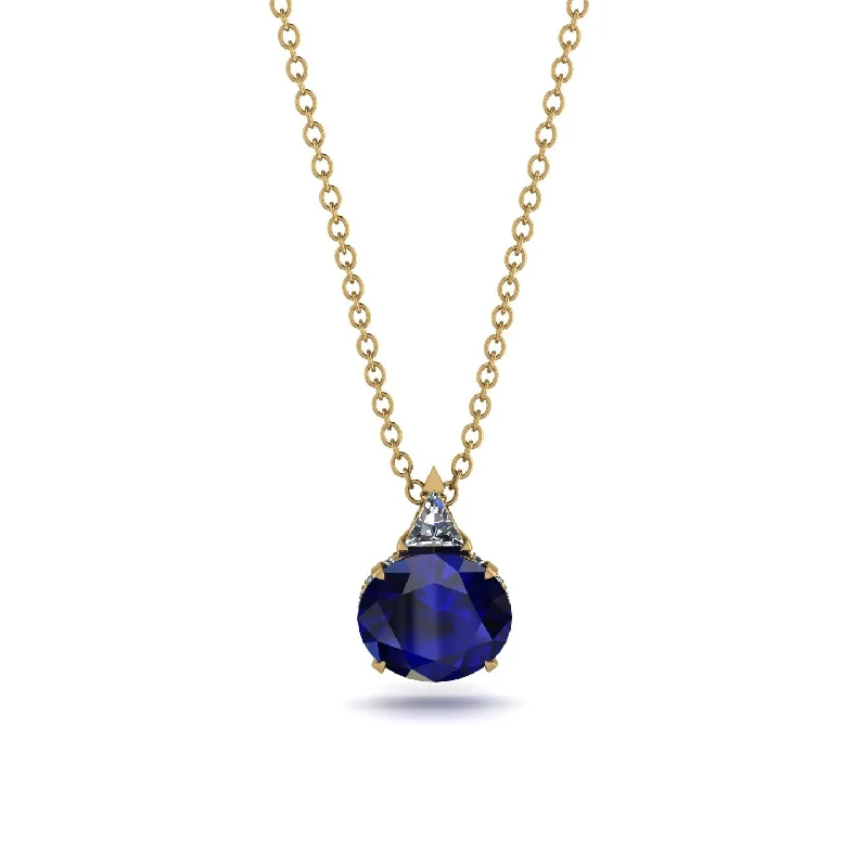 Elegant Sapphire Necklace for Formal Wear-Hidden Halo Sapphire Necklace - Rosalie No. 13