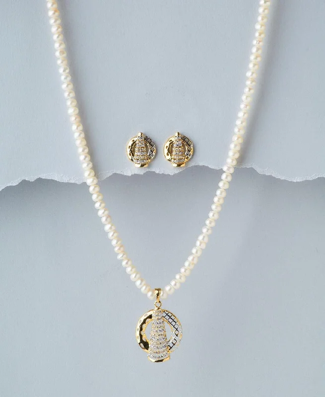 Simple Silver Pendant Necklace for Women-Elegant Pearl Necklace Set