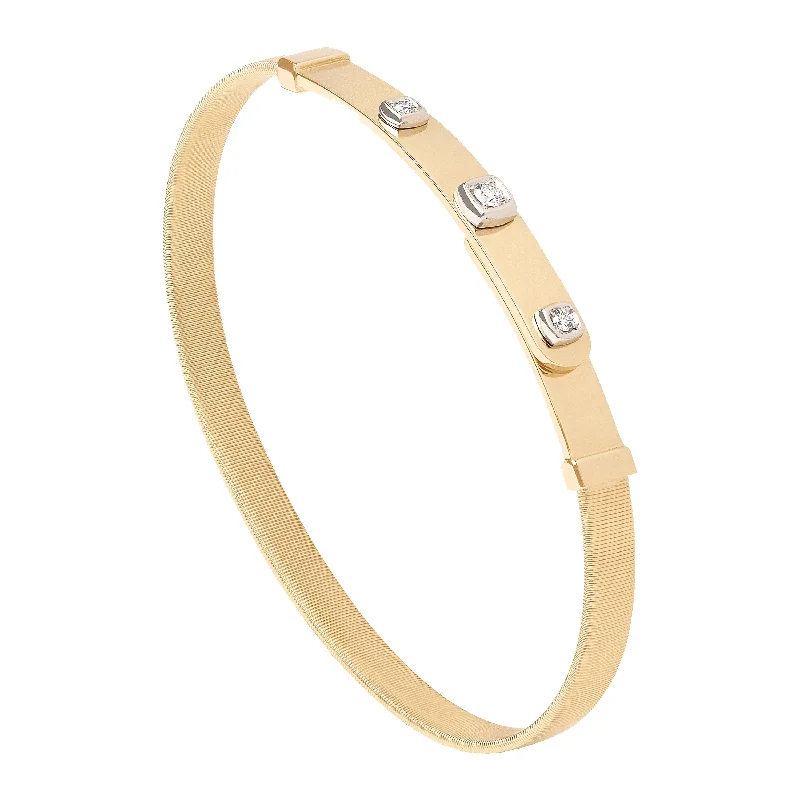 Personalized Silver Bangles with Wedding Date Engraving-Marco Bicego Masai 18K Yellow Gold Coil and Diamond Bangle Bracelet, Thin