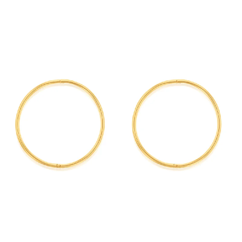 Simple Gold Earrings for Brides-9ct Yellow Gold 25mm Plain Sleeper Earrings