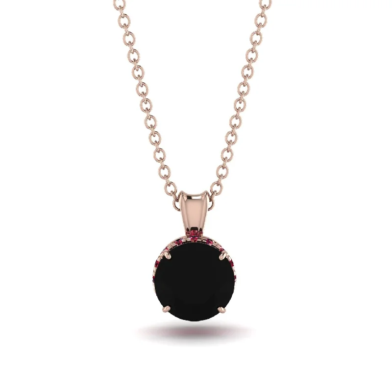 Large Gemstone Necklace for Glamorous Looks-Black Diamond Necklace With Hidden Halo - Adaline No. 53