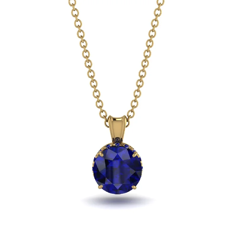 Classic Gold Chain Necklace for Men-Sapphire Necklace With Hidden Halo - Adaline No. 73