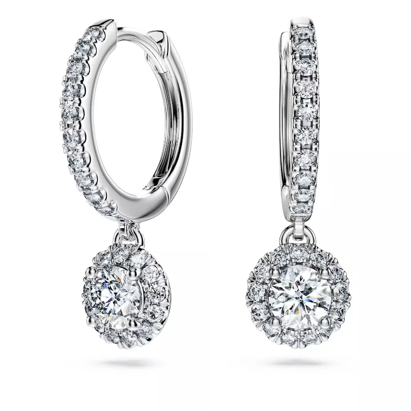 Statement Pearl Earrings for Women-Swarovski Round Diamond Eternity Drop Earrings 1.1ctw