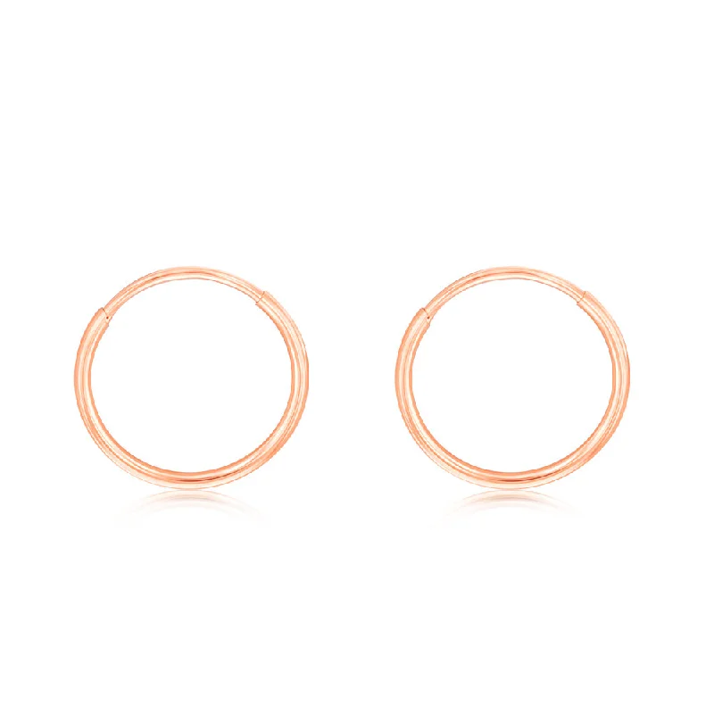 Silver Earrings for Special Occasions-9ct Rose Gold Plain 10mm Sleeper Earrings