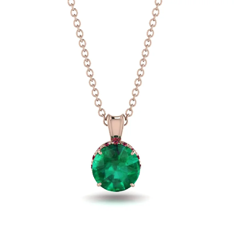 Custom Gold Necklace with Birthstone Charm-Emerald Necklace With Hidden Halo - Adaline No. 50