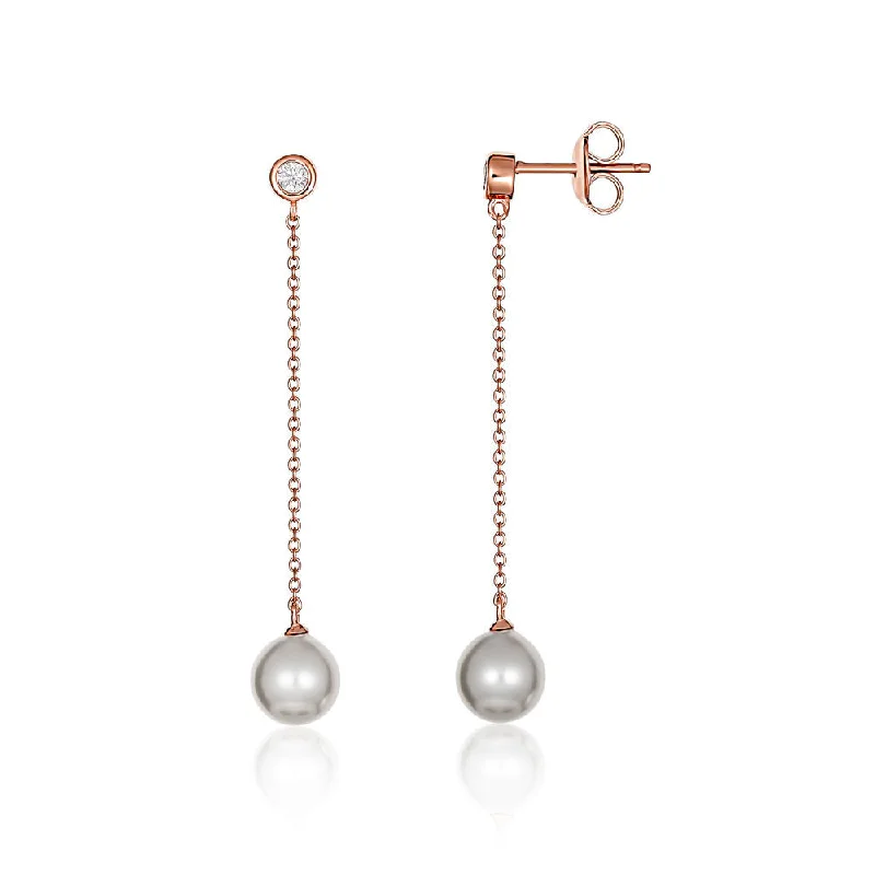 Minimalist Pearl Earrings-Georgini Heirloom Rose Gold Plated Sterling Silver Pearl Treasured Drop Earrings