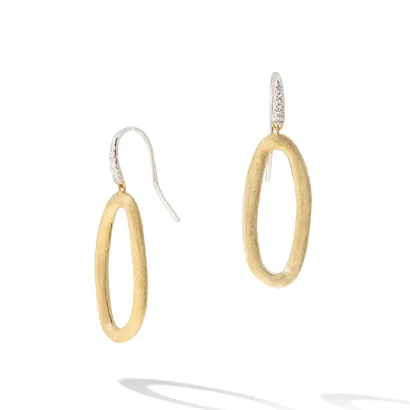 Geometric Hoop Earrings for Fashion-Marco Bicego Jaipur Link Collection 18K Yellow & White Gold Oval Link Diamond Hook Earrings