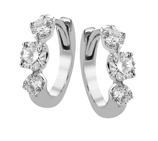 Elegant Drop Earrings for Brides-14kWhite Gold Mini Diamond Accented Huggie Hoop Earrings by Zeghani