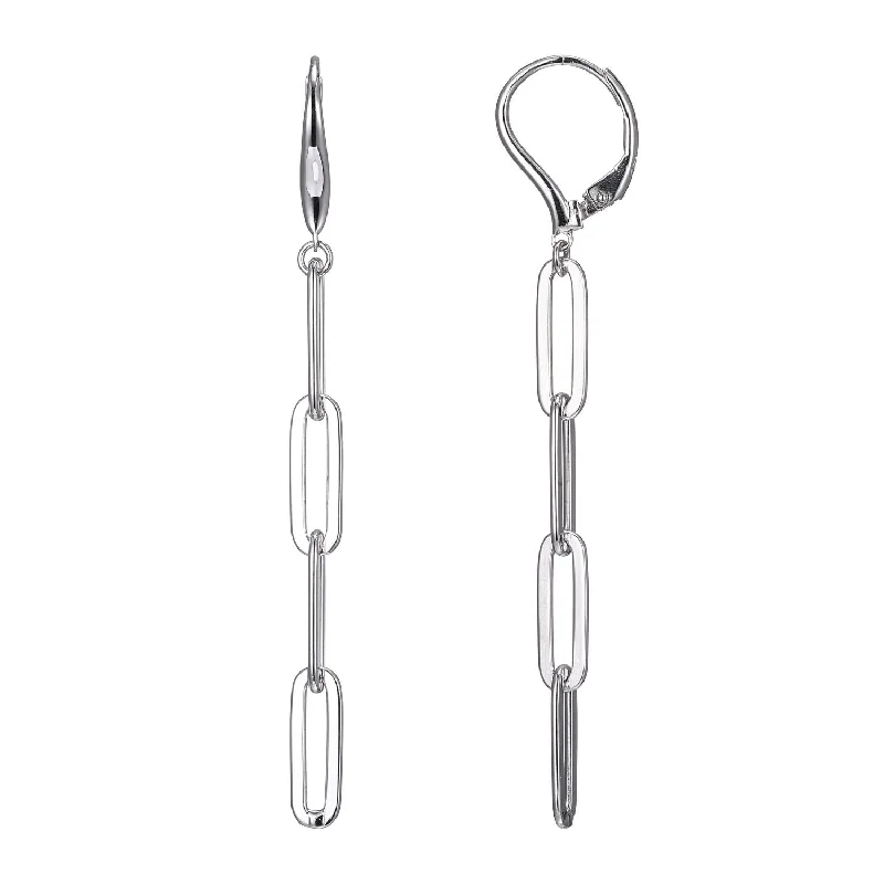 Customized Crystal Earrings-Paper Clip Collection Rhodium Lever Back Earrings