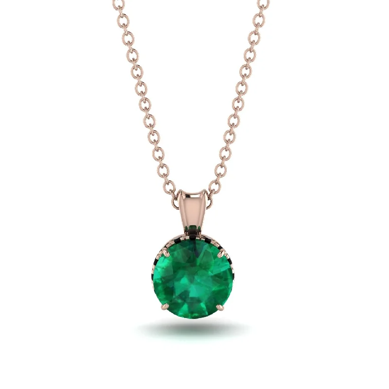 Fashionable Crystal Necklace for Evening Wear-Emerald Necklace With Hidden Halo - Adaline No. 35