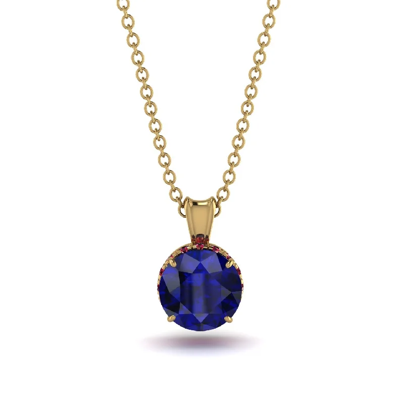 Chunky Silver Necklace for Bold Fashionistas-Sapphire Necklace With Hidden Halo - Adaline No. 58