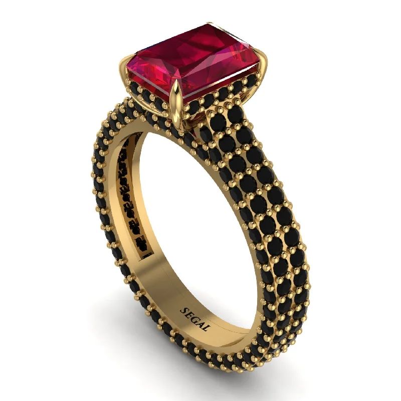 Luxury Sapphire Wedding Ring for Special Occasions-Radiant Cut Ruby Pave Engagement Ring - Kenzie No. 40