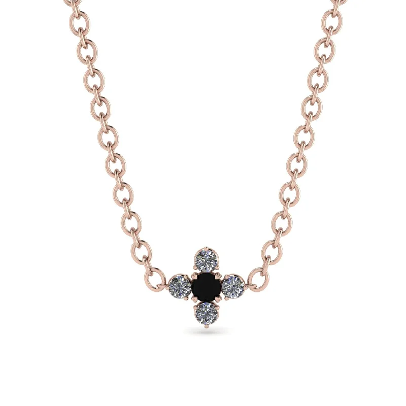 Designer Gold Necklace for Bridesmaids-Compass Black Diamond Necklace - Maren No. 8