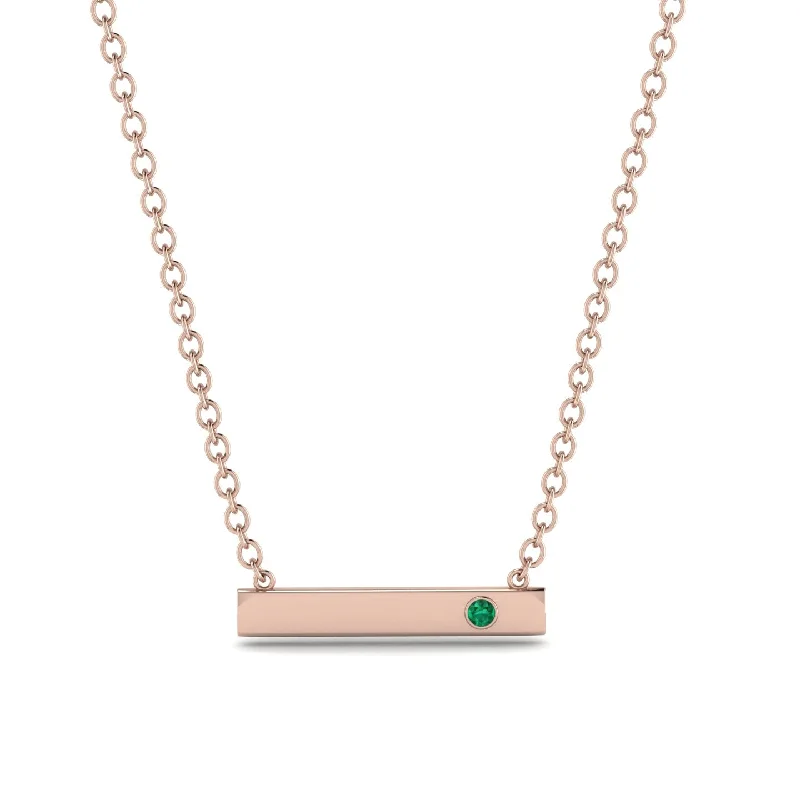 Custom Silver Necklace with Nameplate-Emerald Gold Necklace Bar - Crystal No. 5