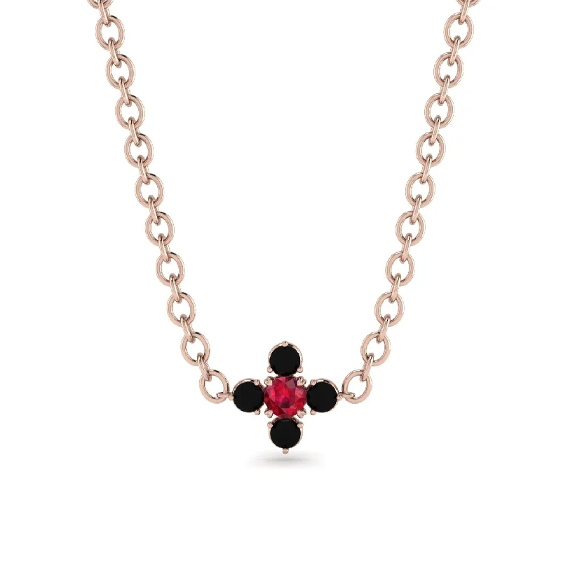 Sparkling Crystal Necklace with Diamond Touch-Compass Ruby Necklace - Maren No. 41